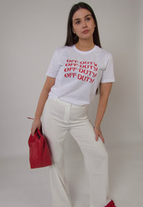 Off Duty Red/White T Shirt