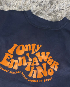 I Only Wear Enniahno Navy Sweatshirt Orange Print