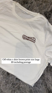 Off white t shirt Brown print (please read description)