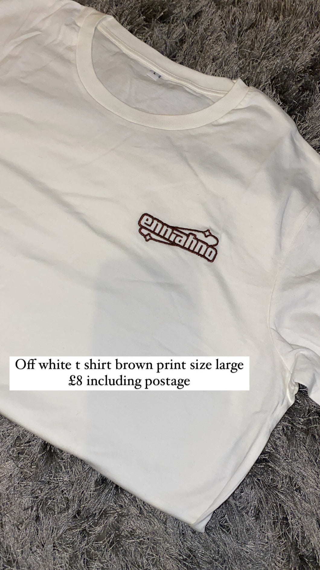 Off white t shirt Brown print (please read description)