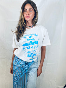 Enniahno Destinations Off White/Blue T Shirt