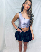 Load image into Gallery viewer, Leather Lace Up Top Lilac Metallic
