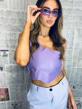 Load image into Gallery viewer, Leather Lace Up Top Lilac
